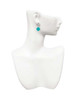 Silver Plated Small Teal Enamel Disc - Filigree Heart Post Earrings