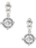 Silver Plated Compass - Filigree Heart Post Earrings