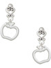 Silver Plated Apple Outline - Filigree Heart Post Earrings