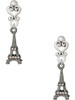 Black Nickeltone AB Crystal Eiffel Tower - Filigree Heart Post Earrings