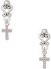 Silver Plated Small AB Crystal Cross - Filigree Heart Post Earrings