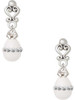 Silver Plated White Easter Egg with Clear Crystal Band - Filigree Heart Post Earrings