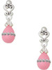Silver Plated Pink Easter Egg with Clear Crystal Band - Filigree Heart Post Earrings