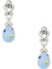 Silver Plated Light Blue Easter Egg with Multicolored Crystal Dots - Filigree Heart Post Earrings