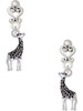 Silver Plated Antiqued Giraffe - Filigree Heart Post Earrings