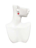 Silver Plated Heartbeat on Red Heart - Filigree Heart Post Earrings