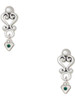 Silver Plated Mini May - Green Crystal Heart - Filigree Heart Post Earrings