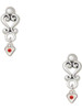 Silver Plated Mini July - Red Crystal Heart - Filigree Heart Post Earrings