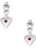 Silver Plated Large January - Maroon Crystal Heart - Filigree Heart Post Earrings