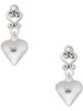 Silver Plated Large April - Clear Crystal Heart - Filigree Heart Post Earrings