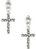 Silver Plated Pebble Cross - Filigree Heart Post Earrings