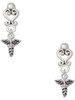 Silver Plated Mini Caduceus - Filigree Heart Post Earrings