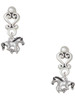 Silver Plated Mini Running Horse - Filigree Heart Post Earrings