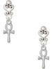 Silver Plated Small Ankh - Filigree Heart Post Earrings