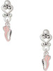 Silver Plated Mini Pink Running Shoe - Filigree Heart Post Earrings