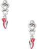 Silver Plated Mini Red Running Shoe - Filigree Heart Post Earrings