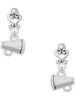 Silver Plated Mini Megaphone - Filigree Heart Post Earrings