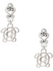 Silver Plated Cutout Sea Turtle - Filigree Heart Post Earrings