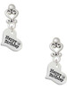 Silver Plated Small Happy Birthday Heart - Filigree Heart Post Earrings
