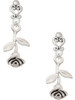 Silver Plated Stemmed Rose - Filigree Heart Post Earrings
