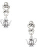 Silver Plated Tea Pot - Filigree Heart Post Earrings