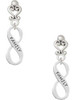 Silver Plated Family Infinity Sign - Filigree Heart Post Earrings