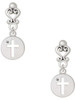 Silver Plated Cross Silhouette - Filigree Heart Post Earrings