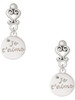 Silver Plated Je T'aime Disc - Filigree Heart Post Earrings