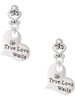 Silver Plated Large True Love Waits Heart - Filigree Heart Post Earrings