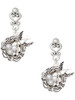 Silver Plated Birds Nest with Imitation Pearl Eggs - Filigree Heart Post Earrings