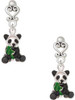 Silver Plated Enamel Sitting Panda - Filigree Heart Post Earrings