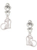 Silver Plated Chihuahua Silhouette Heart - Filigree Heart Post Earrings