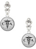 Silver Plated Domed Black CMA - Filigree Heart Post Earrings