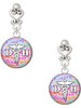 Silver Plated Domed Multi Color DH - Filigree Heart Post Earrings