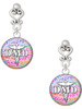 Silver Plated Domed Multi Color DMD - Filigree Heart Post Earrings