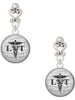 Silver Plated Domed Black LVT - Filigree Heart Post Earrings