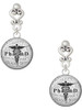 Silver Plated Domed Black PharmD - Filigree Heart Post Earrings