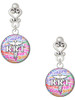 Silver Plated Domed Multi Color RRT - Filigree Heart Post Earrings