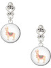 Silver Plated Domed Llama - Filigree Heart Post Earrings