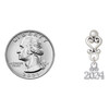 Silver Plated Mini Year 2024 - Filigree Heart Post Earrings