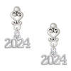 Silver Plated Horizontal Year 2024 - Filigree Heart Post Earrings