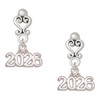Silver Plated Horizontal Year 2026 - Filigree Heart Post Earrings