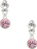 Silver Plated 10mm Light Pink Crystal Drop - Filigree Heart Post Earrings