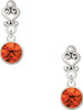 Silver Plated 10mm Orange Crystal Drop - Filigree Heart Post Earrings