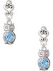 Silver Plated 3-D Light Blue & AB Crystal Owl - Filigree Heart Post Earrings