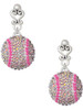 Silver Plated Large Super Sparkle Crystal Pink AB Softball - Filigree Heart Post Earrings