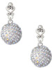Silver Plated Large Super Sparkle Crystal Clear AB Volleyball - Filigree Heart Post Earrings