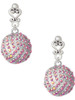 Silver Plated Large Super Sparkle Crystal Pink AB Volleyball - Filigree Heart Post Earrings