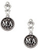 Silver Plated Medical Assistant Caduceus Seal - MA - Filigree Heart Post Earrings