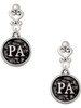 Silver Plated Medical Assistant Caduceus Seal - PA - Filigree Heart Post Earrings